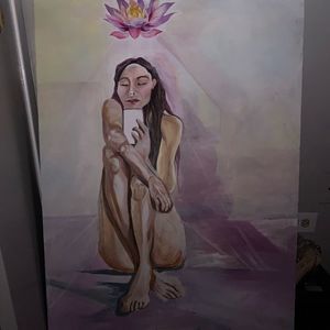 Lotus Wall Art , Original Art, ! 5x4ft ! Acrylic on Canvas approximately 5x4ft